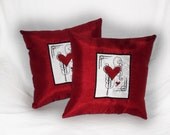 Red Throw Pillows Scarlet Heart 14x14 inch decorative pillows (set of 2)