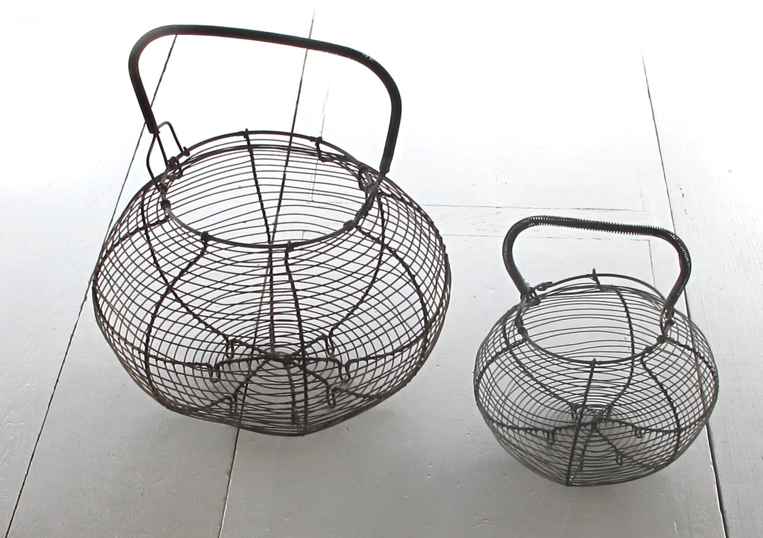 EXTRAODINARY GIANT Antique Wire Egg Basket, from an old school restaurant