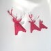 set of 3 faux deer head, faux taxidermy , greeting card,pink