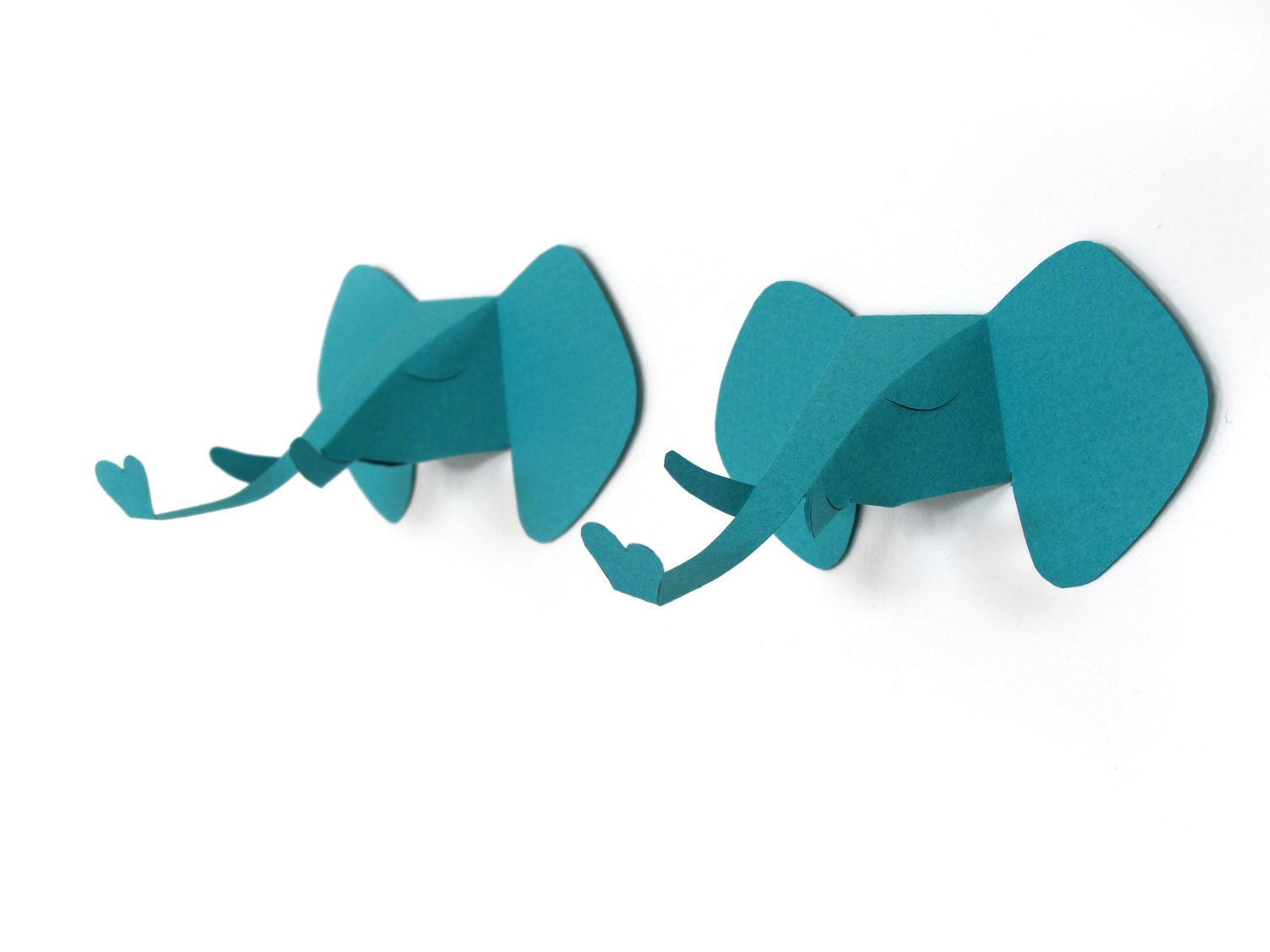 set of 2 faux elephant head, faux taxidermy , greeting card, turquoise