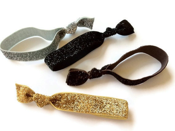 Glamour Collection Glitter Hair Ties Set of 4