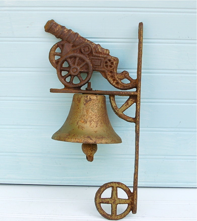 Vintage Antique Cast Iron Cannon Dinner Bell by TheTinRabbit