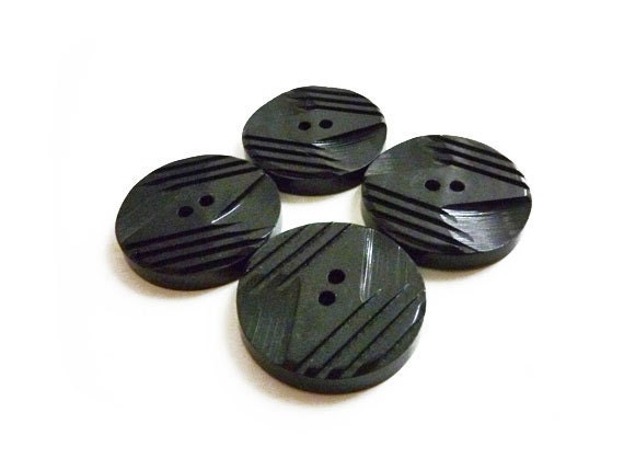 5 Black Vintage Buttons, Bakelite Buttons