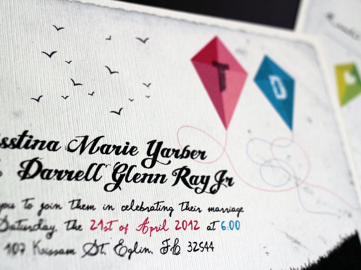 Kites wedding invitation set with monograms/ DIY suite / "Kites"