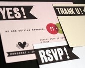 Printable Wedding invitation card set / Retro style / "Flags"