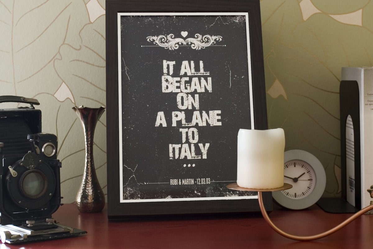 Chalkboard wedding print / Bridal shower gift / Anniversary gift / How we met - "Tell your story 1"