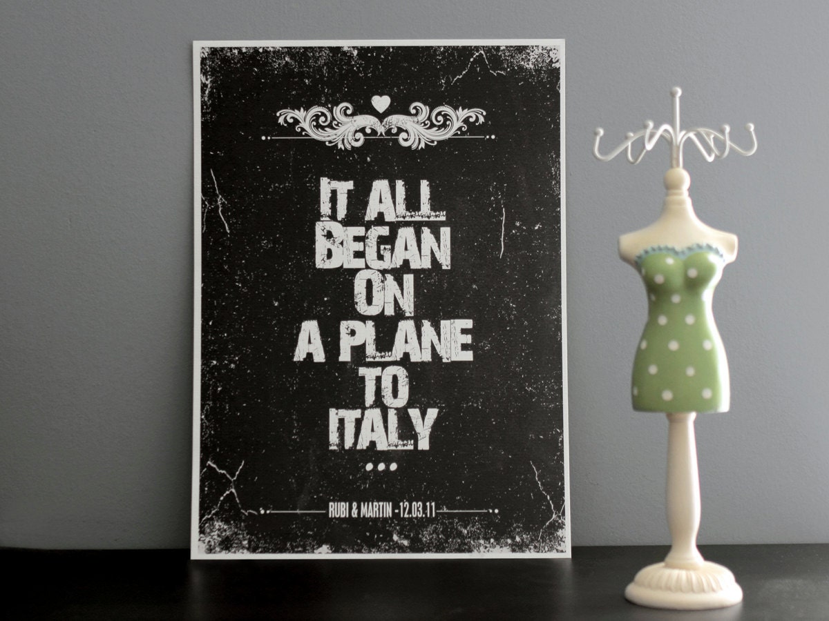 Chalkboard wedding print / Bridal shower gift / Anniversary gift / How we met - "Tell your story 1"