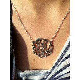 Silver monogram on  1 1/2'' diameter .any 3 letters you provide.