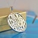 your kids or grandkids names in 1.50" circle in silver. with a cable chain.