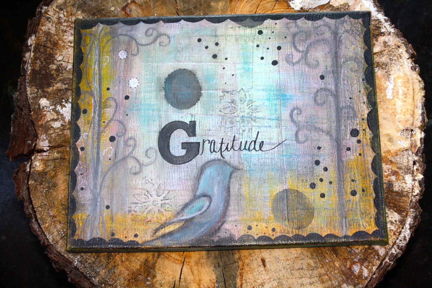 Gratitude 11 x 14 Print of Mixed Media Painting by Sunshine Barlowe