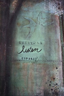 LISTEN CLOSELY  18x18 Original Mixed Media Painting by Sunshine Barlowe