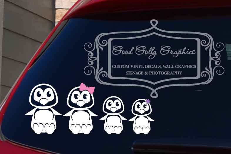 Stick family penguin family vinyl vehicle decal