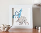 A is for Aardvark original painting