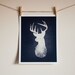 Navy Deer Print, 16" x 20" - FREE SHIPPING