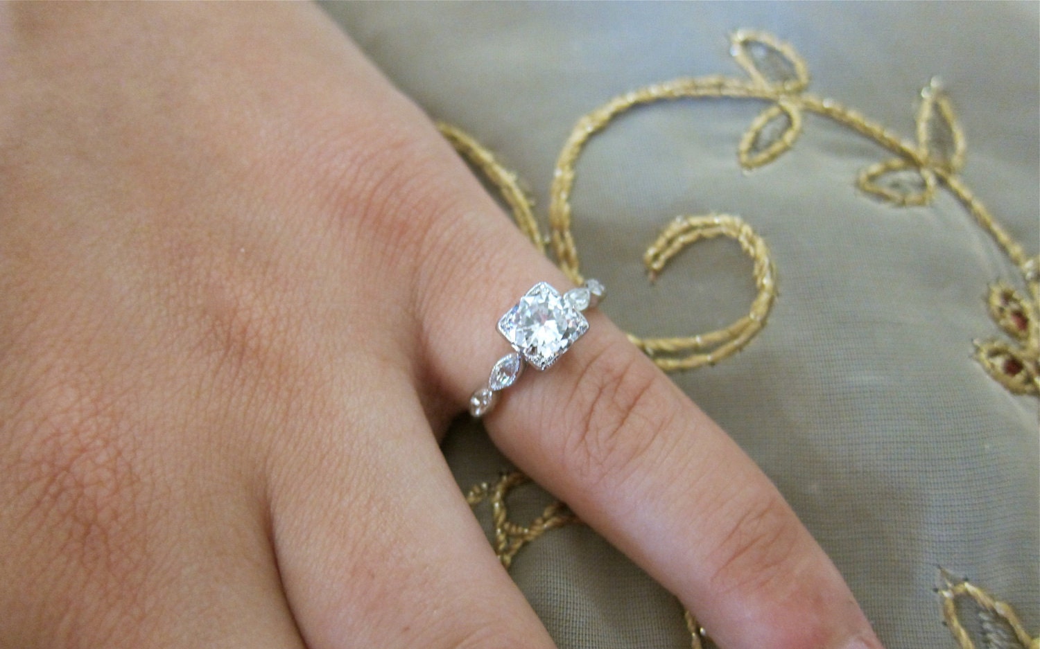 Antique diamond Platinum engagement ring.