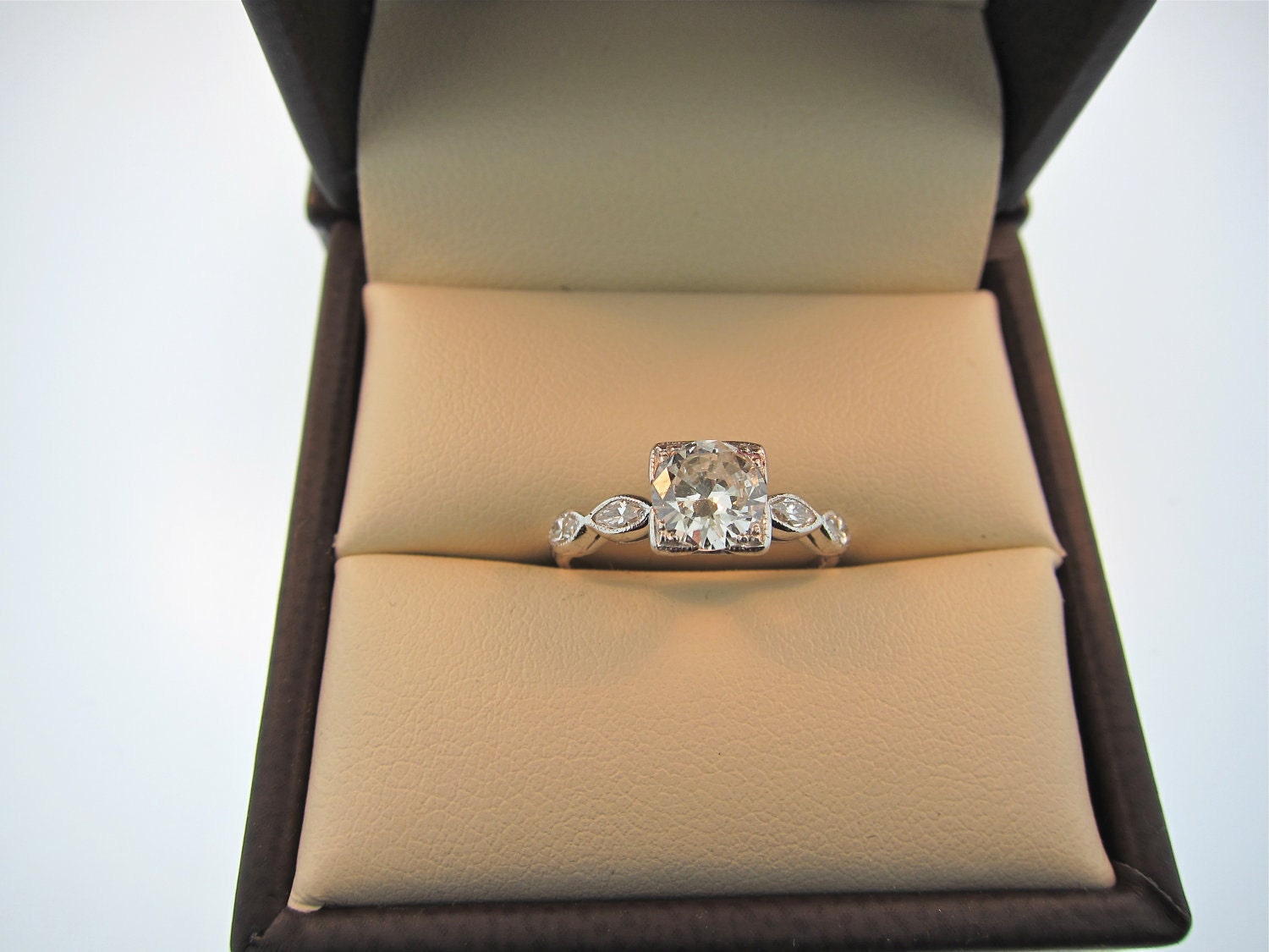 Antique diamond Platinum engagement ring.