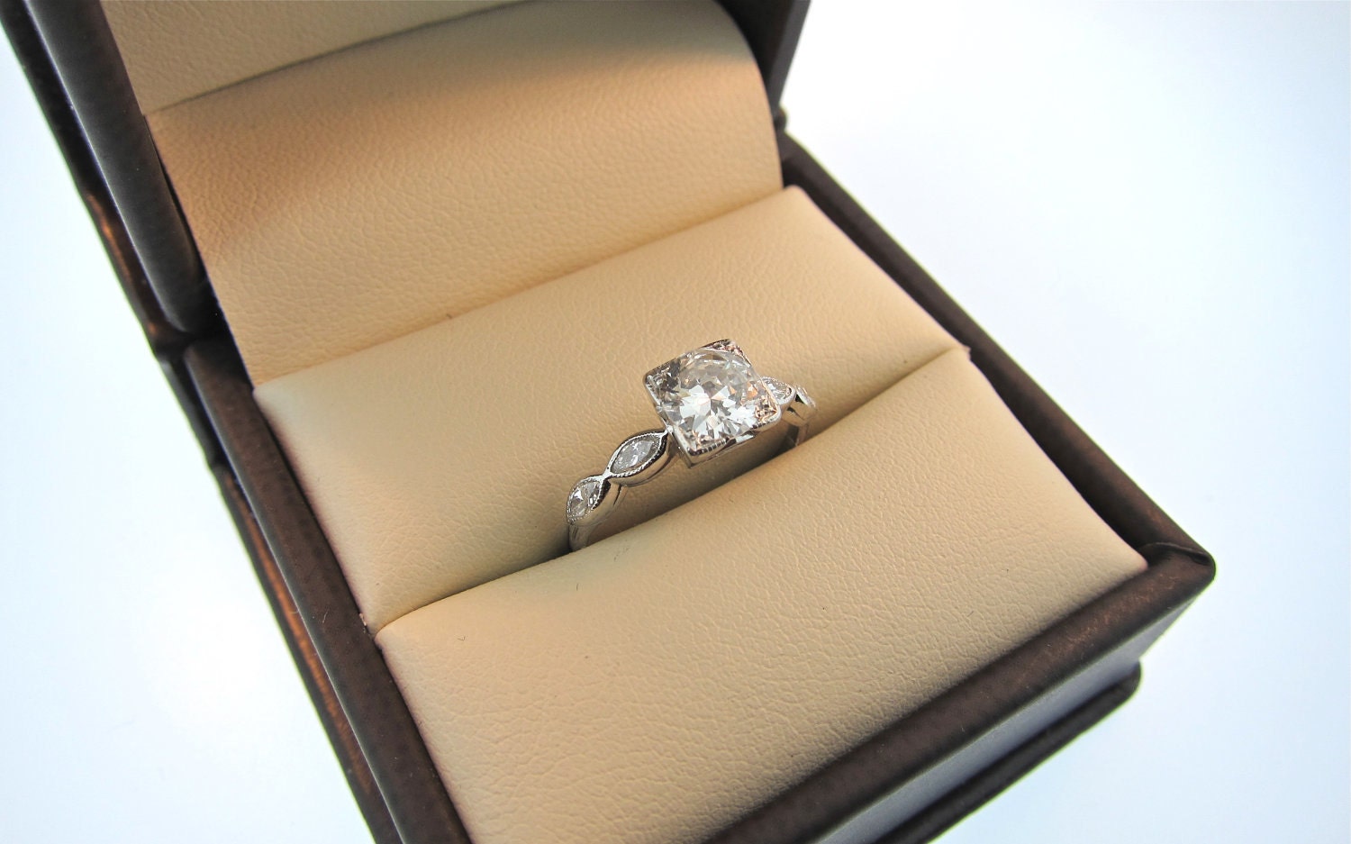 Antique diamond Platinum engagement ring.