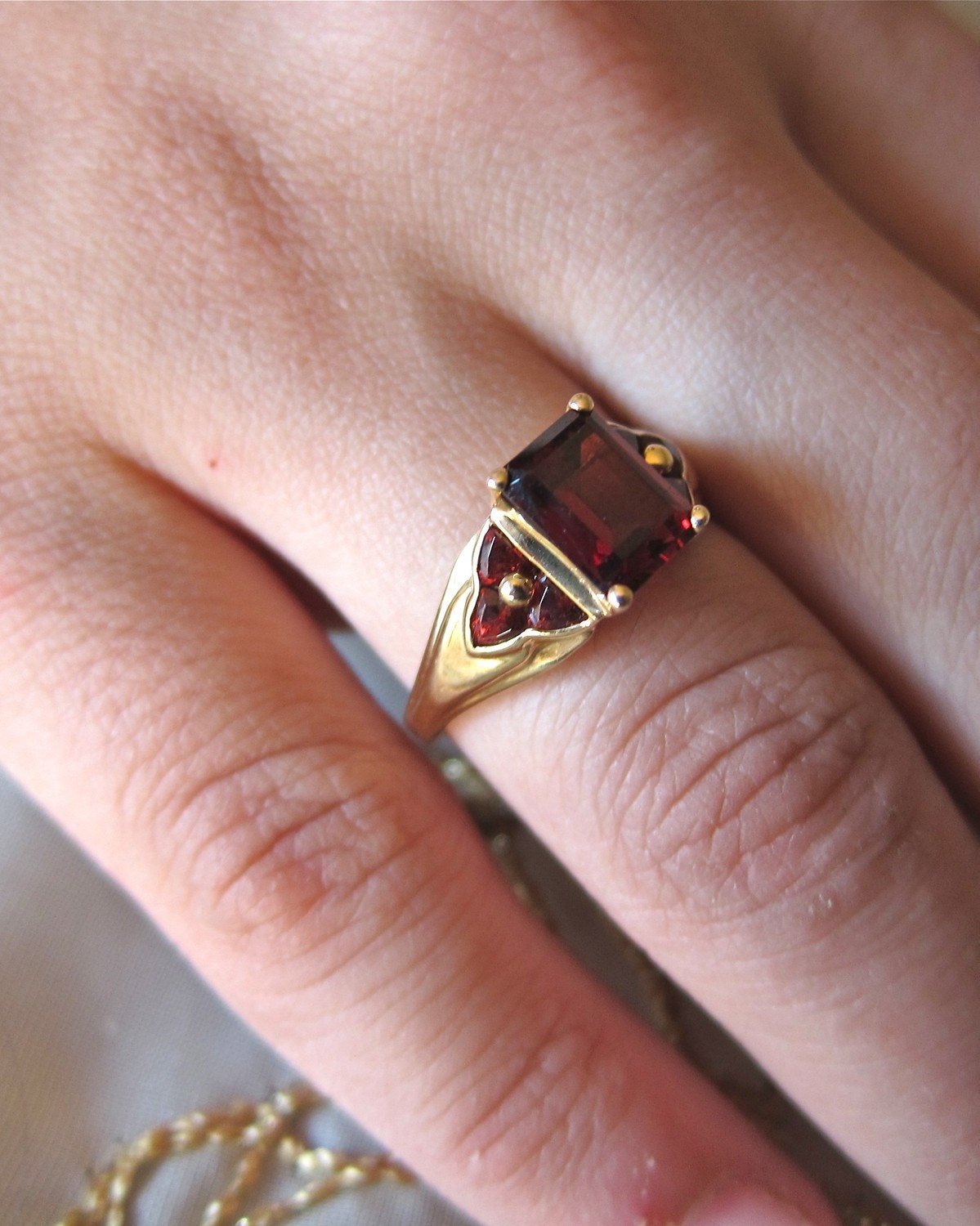 14K Yellow Gold Garnet Ring By Eternaltouch On Etsy