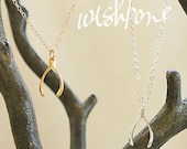 Wishbone gold plated or sterling silver charm Necklace
