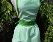 Womens Up-Cycled Apron - Green Gingham Dorothy Apron