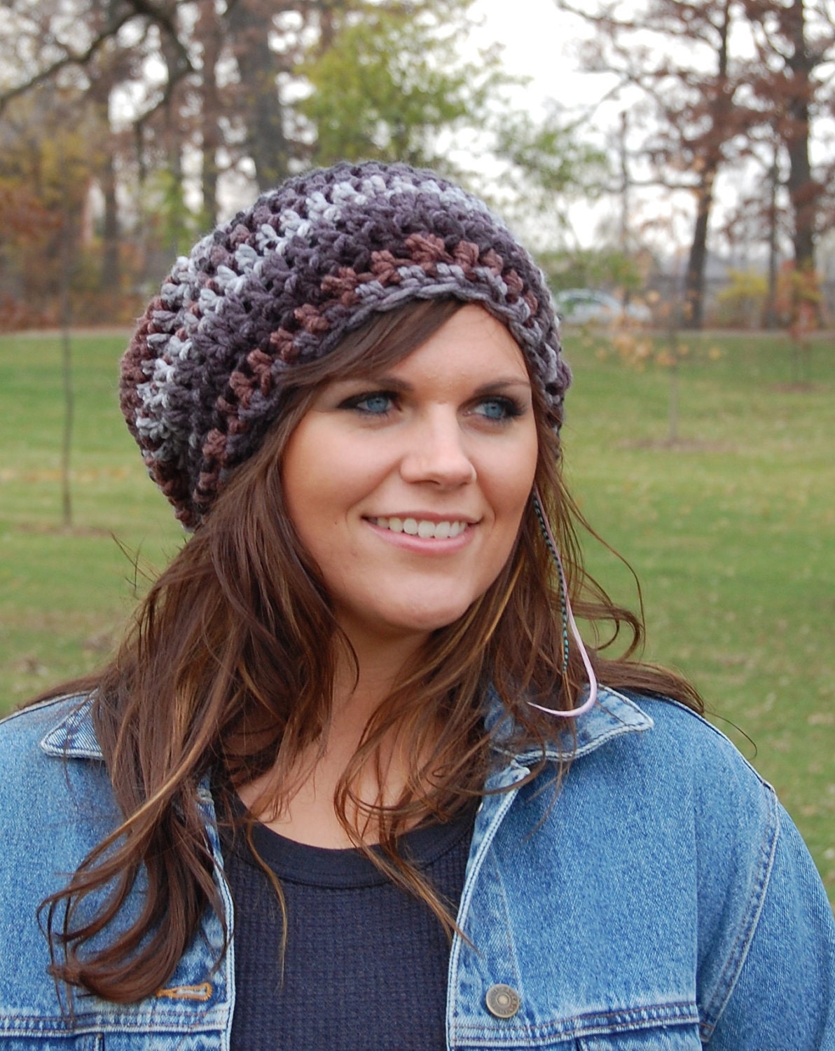 Chunky Slouchy Hat, Cool Crochet Hats for Men or Women from Midwest Crochet, Mixed Colors Slouchy Beanie