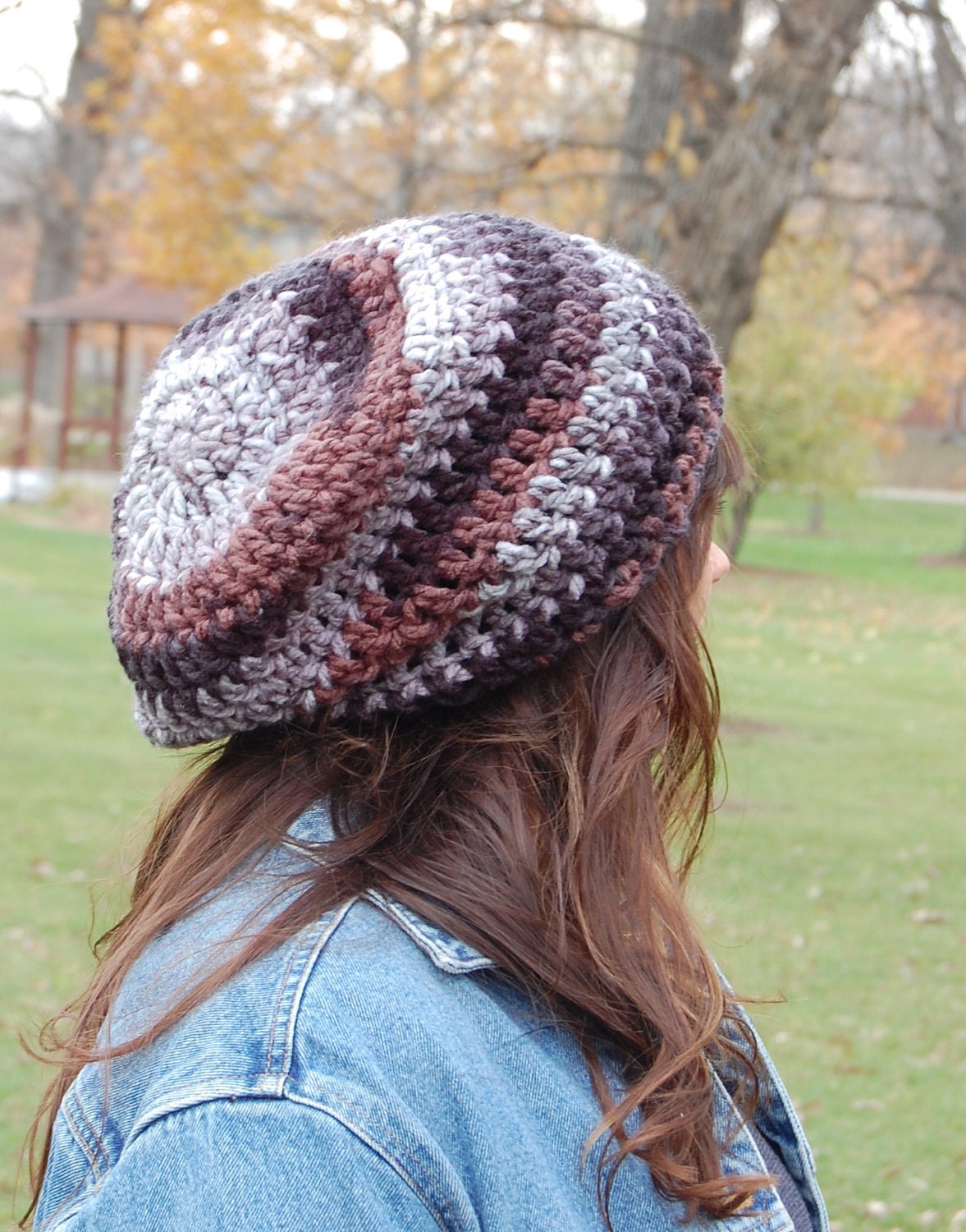 Chunky Slouchy Hat, Cool Crochet Hats for Men or Women from Midwest Crochet, Mixed Colors Slouchy Beanie