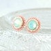 Mint peach coral ivory stud earrings - wedding bridesmaids bridal prom jewelry unique gift - swarovski spring summer delicate earrings