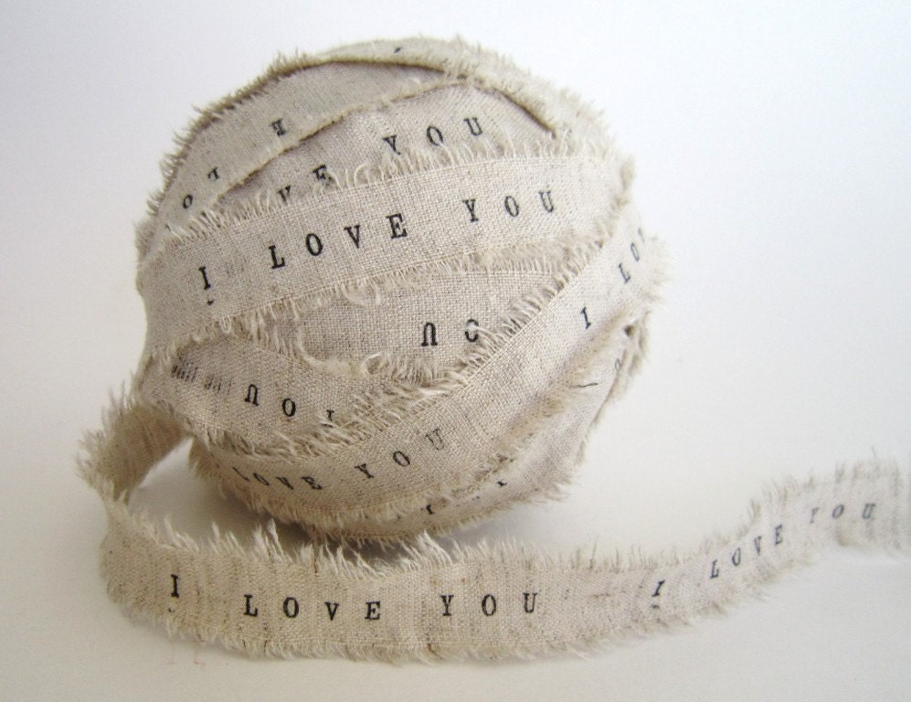 Personalized Ribbon 2 YARDS I Love You linen ribbon diy personalize wedding decor wedding favors wedding gifts ribbon trim custom ribbon