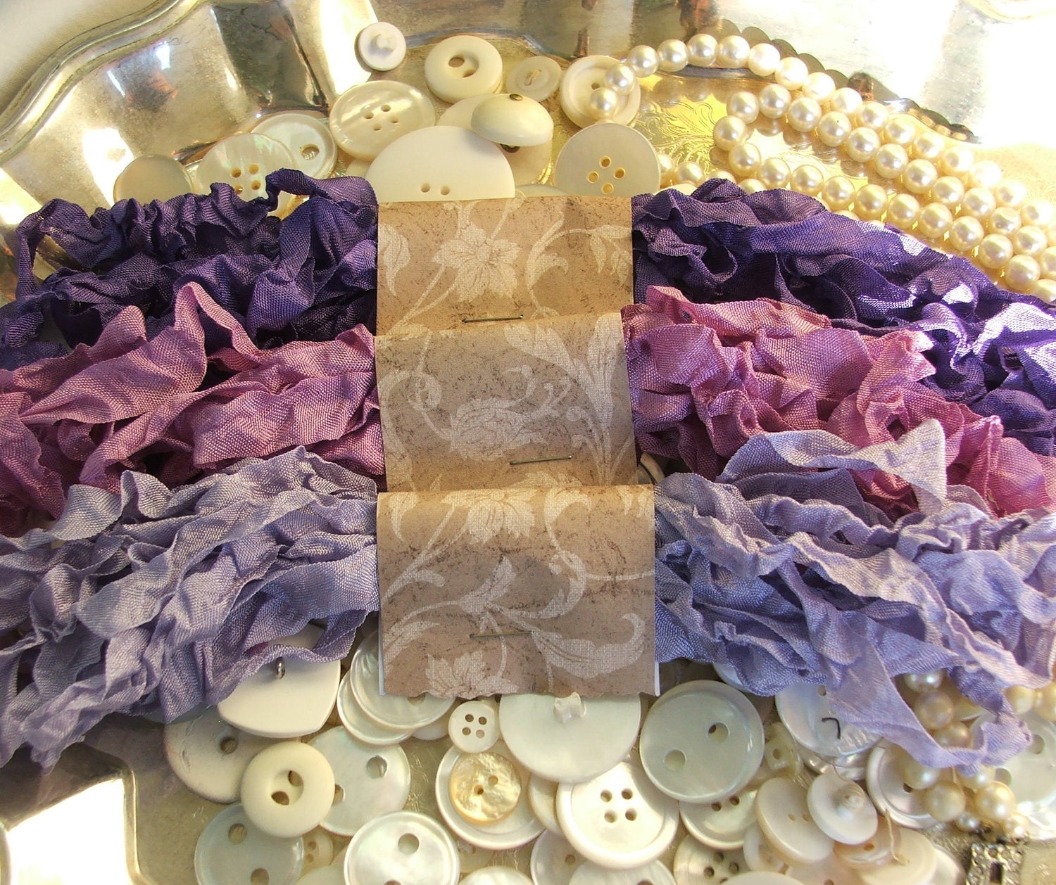 Gorgeous Crinkled Seam Binding Ribbon - Purple Haze Bundle - Rustic, Shabby Chic, Beach, Cottage, French Country, Wedding
