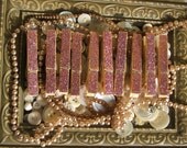 Set of 10 Shabby Chic Cotton Candy Pink Glittered Clothes Pins -  , Rustic, Beach, Chippy Cottage, French Country, Wedding