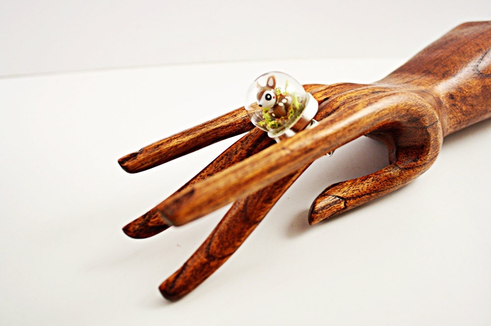 Terrarium Deer Ring - Just Charming with Reindeer Moss No. 39