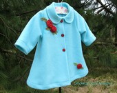 Aqua Blue Swing Coat with Red Roses for baby/infant.