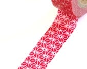 30% OFF SALE - 1 Roll of Red and White Flower Stars Masking Tape / Japanese Washi Tape (.60 inches x 33 feet)