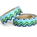 30% OFF SALE - 1 Roll of Blue, Green, and White Chevron Zig Zag Masking Tape / Japanese Washi Tape (.60 inches wide x 33 feet long)