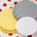 30 Die Cut Scallop Circle DIY Cupcake Toppers (2.5 inches) in Yellow, Gray, & White Cardstock - Birthday, Baby Shower, Bridal Shower, etc.