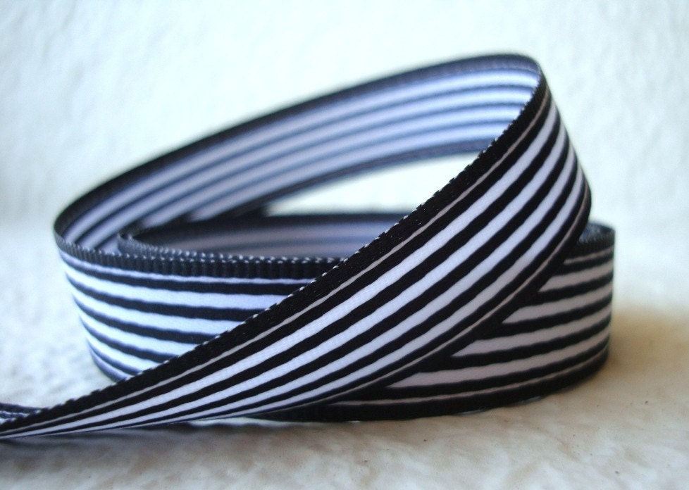 Black and White striped 5/8 inch Ribbon by katiebirdstudio on Etsy