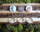 Three Wise Owls - Set of Bird Pinback Button Badges - 1.5"