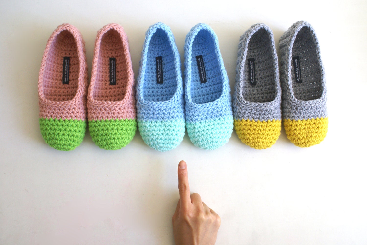 Crochet Slippers for Women in Mint & Sky Blue