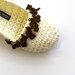 Crochet Slippers with Floral Crochet Lace Border, Women's House Shoes, Off White Brown