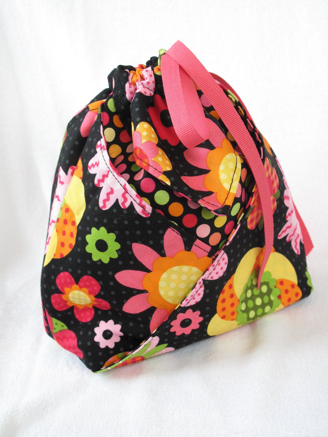 Origami Gift Bag -  Holly Holderman Lakehouse Fun Flowers 3 Black on Black Fun Flower Toss and Bikini Dot