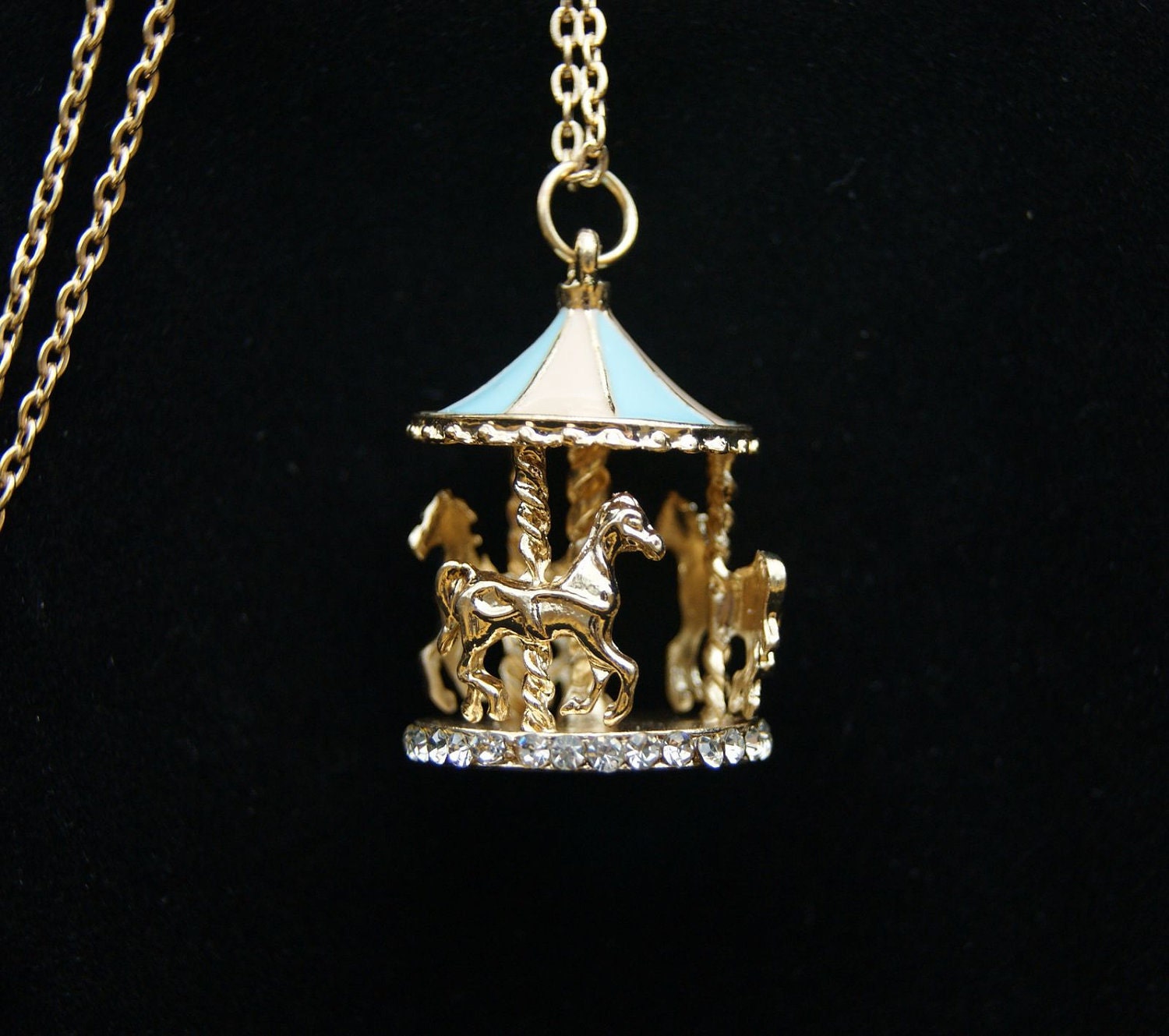 1pcs 35x25mm Colorufl Plated with Germstones Merry Go Around Charm Pendant