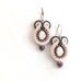 Retro soutache earrings, cameo, OOAK, rose, pink, grey