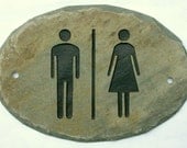 SLATE Unisex Restroom Bathroom Sign / Stone / Cabin Door / Women Men / Combo