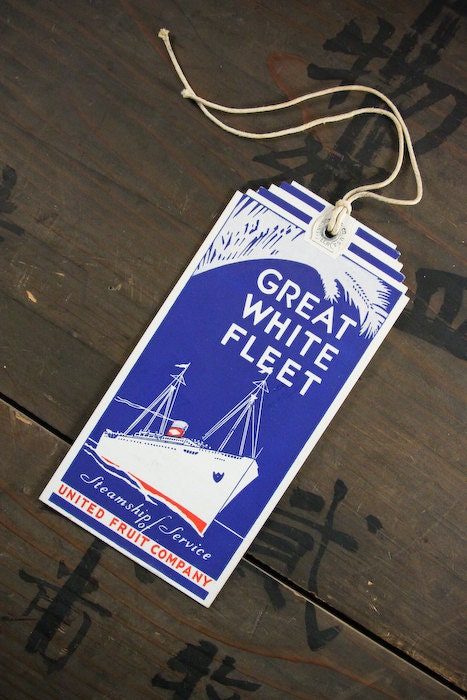 1950's Vintage Travel Luggage Baggage Suitcase Tag "Great White Fleet", Paper Ephemera, Collectibles