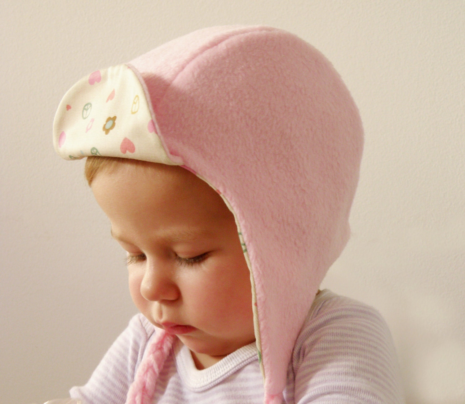 Baby Pilot Hat, baby girl and baby boy hat, soft pink Aviator hat