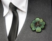 Deep Green Lady Amhest Pheasant Feather Boutonniere Brooch Pin