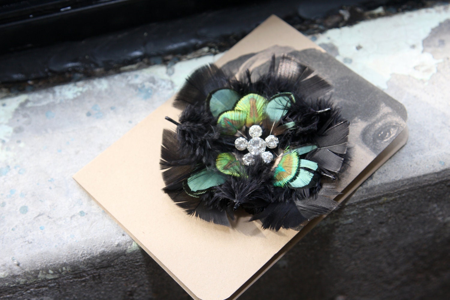 Sparkling Glam Turkey and Peacock Flower Fascinator Hair Clip