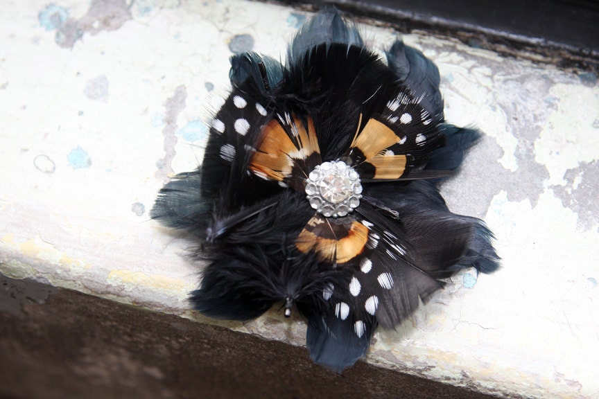 Monarch Butterfly Fluffy Feather Fascinator Hair Clip