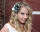 Chic Peacock Bridal Fascinator Hair Clip with Vintage Brooch
