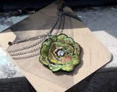 Floral Peacock Plumage Necklace with Swarovski Crystal Accent